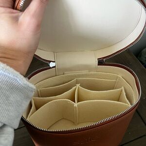 Saie Brown Leather makeup bag
